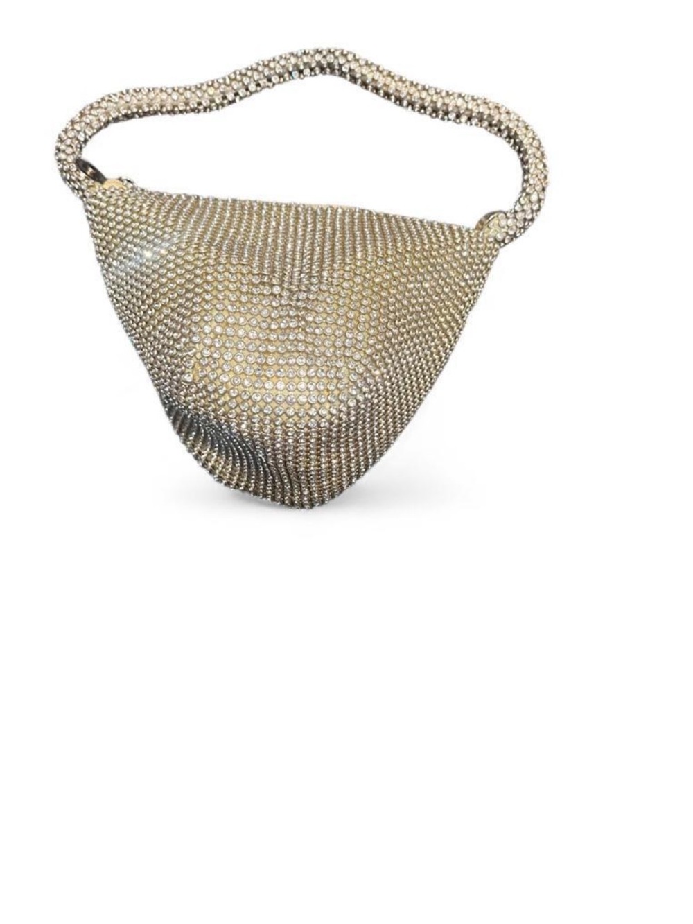 Gold Crystal Mesh Shoulder Bag - Luxe Evening Accessory